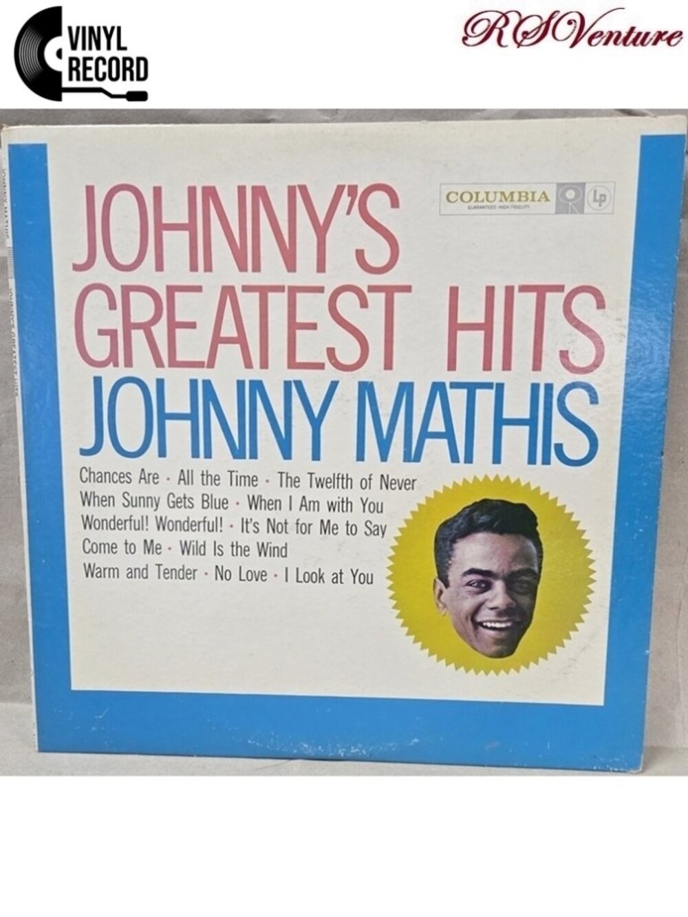 Vintage Johnny Mathis "JOHNNY'S GREATEST HITS" Vinyl LP Record Album